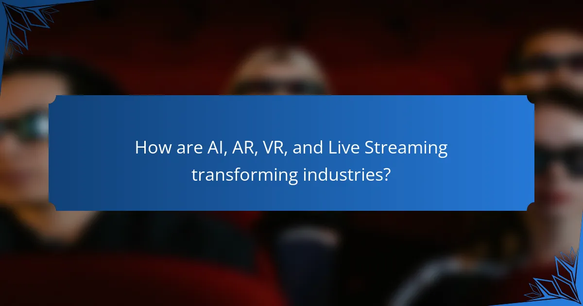 How are AI, AR, VR, and Live Streaming transforming industries?