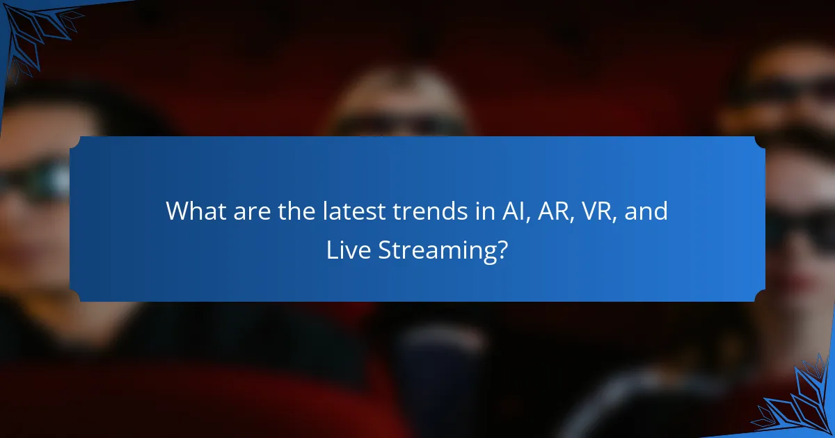 What are the latest trends in AI, AR, VR, and Live Streaming?